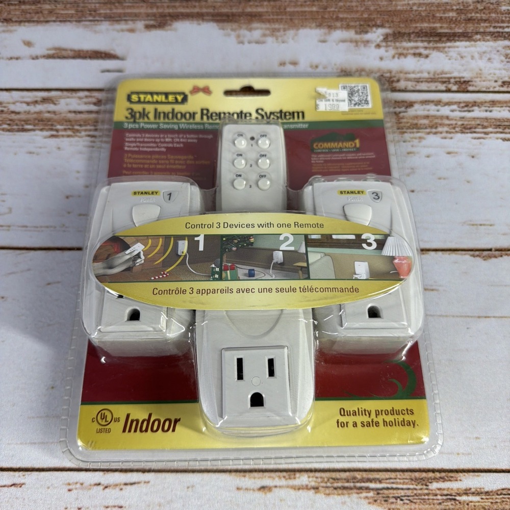 NEW SEALED Stanley Wireless Remote Outlet System 3-Pack 80ft Range PK305